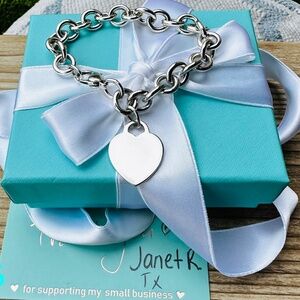 Tiffany & Co Plain Heart Tag Bracelet in Silver, 7.5 inch